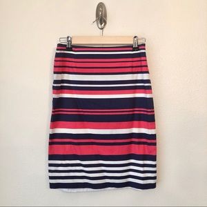 ANTONIO MELANI | Navy & Pink Stripe Pencil Skirt 2
